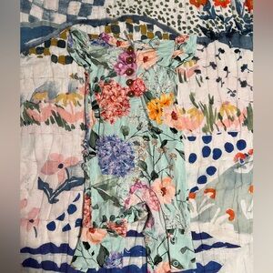 Posh Peanut ERIN RUFFLED CAP SLEEVE HENLEY ROMPER